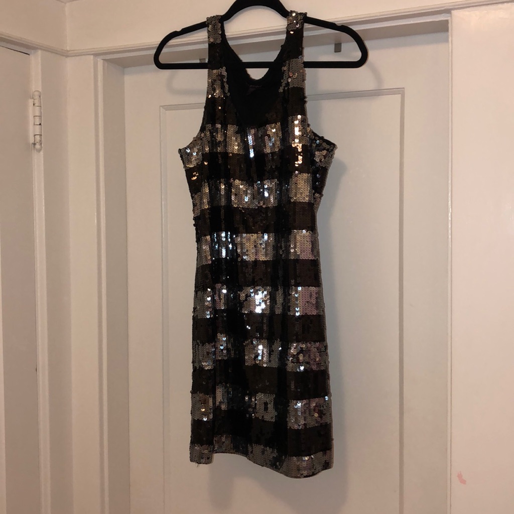 Betsy Johnson Silver & Black Sequin Dress